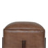 Brown Leather Footstool with Solid Wood Legs